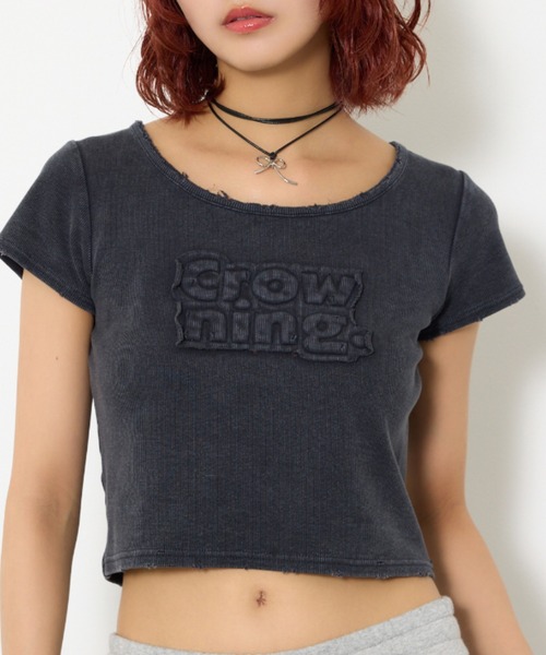 tシャツ FRONT PATCH RIB T/SH フロントパッチ リブ Tシャツ 半袖 夏服 レディース FRONT PATCH RIB T/SH フロントパッチ リブ Tシャツ 半袖 夏服