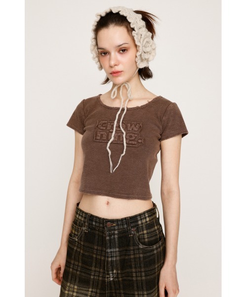 SLY（スライ）の「FRONT PATCH RIB T/SH フロントパッチ リブ Tシャツ 半袖 夏服（Tシャツ/カットソー・レディース・ライトブラック/ブラウン/ピンク/ネイビー・FREE）」の10枚目の写真