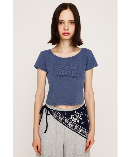 SLY（スライ）の「FRONT PATCH RIB T/SH フロントパッチ リブ Tシャツ 半袖 夏服（Tシャツ/カットソー・レディース・ライトブラック/ブラウン/ピンク/ネイビー・FREE）」の15枚目の写真