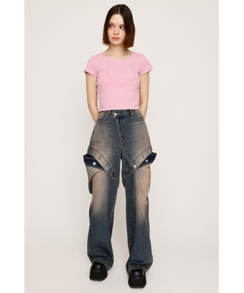 tシャツ FRONT LOGO RIB TOPS フロント ロゴ リブ トップス 半袖 夏服 レディース FRONT LOGO RIB TOPS フロント ロゴ リブ トップス 半袖 夏服（T