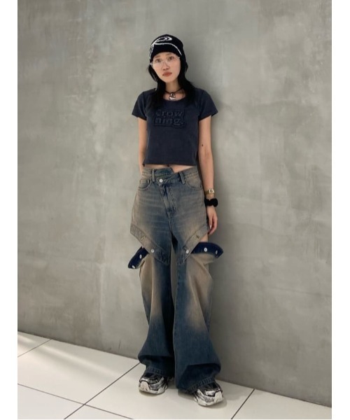 tシャツ FRONT PATCH RIB T/SH フロントパッチ リブ Tシャツ 半袖 夏服 レディース FRONT PATCH RIB T/SH フロントパッチ リブ Tシャツ 半袖 夏服