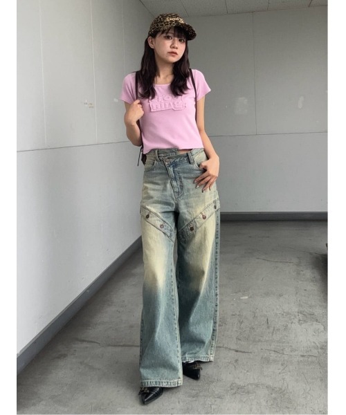 tシャツ FRONT PATCH RIB T/SH フロントパッチ リブ Tシャツ 半袖 夏服 レディース SLY tシャツ FRONT PATCH RIB T/SH フロントパッチ リブ Tシャツ