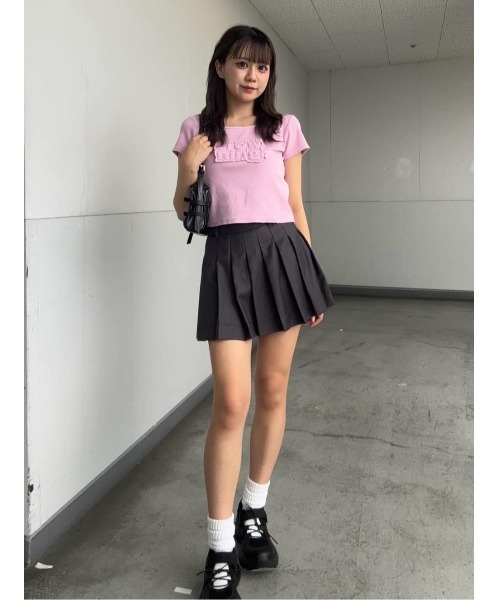 tシャツ FRONT PATCH RIB T/SH フロントパッチ リブ Tシャツ 半袖 夏服 レディース FRONT PATCH RIB T/SH フロントパッチ リブ Tシャツ 半袖 夏服