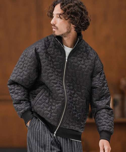 CAMBIO(カンビオ)の「mj10868-Star Pattern Quilted Stand Collar Jacket スタンドカラージャケット(ブルゾン・メンズ・ブラック/オリーブ・S/M/L)」の3枚目の写真