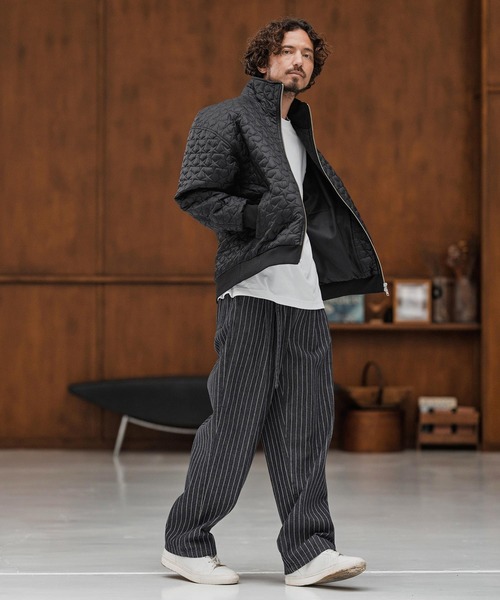 CAMBIO(カンビオ)の「mj10868-Star Pattern Quilted Stand Collar Jacket スタンドカラージャケット(ブルゾン・メンズ・ブラック/オリーブ・S/M/L)」の6枚目の写真