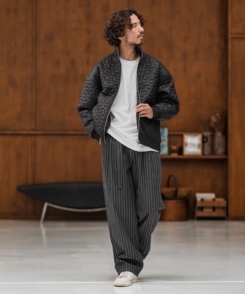 CAMBIO(カンビオ)の「mj10868-Star Pattern Quilted Stand Collar Jacket スタンドカラージャケット(ブルゾン・メンズ・ブラック/オリーブ・S/M/L)」の7枚目の写真