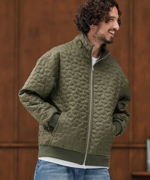 CAMBIO(カンビオ)の「mj10868-Star Pattern Quilted Stand Collar Jacket スタンドカラージャケット(ブルゾン・メンズ・ブラック/オリーブ・S/M/L)」の12枚目の写真