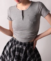 リブヘンリーネック半袖Tシャツ