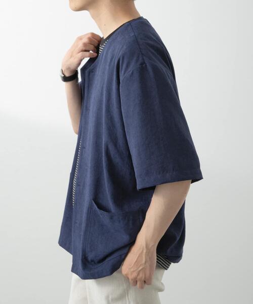 ITEMS URBANRESEARCH（アイテムズ アーバンリサーチ）の「F.S. Vネック半袖シャツ（シャツ/ブラウス・メンズ・ネイビー/カーキ/ベージュ/グレー・LARGE/MEDIUM）」の9枚目の写真