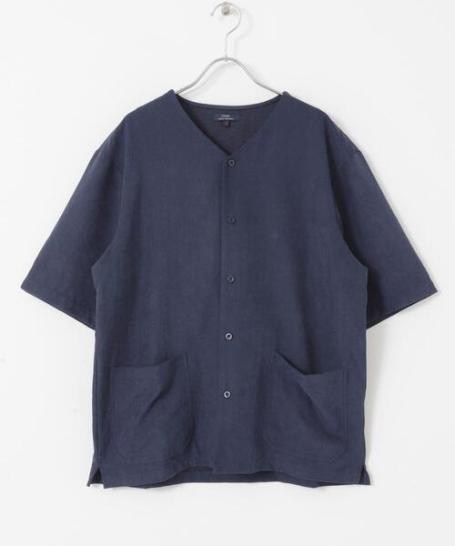 ITEMS URBANRESEARCH（アイテムズ アーバンリサーチ）の「F.S. Vネック半袖シャツ（シャツ/ブラウス・メンズ・ネイビー/カーキ/ベージュ/グレー・LARGE/MEDIUM）」の12枚目の写真