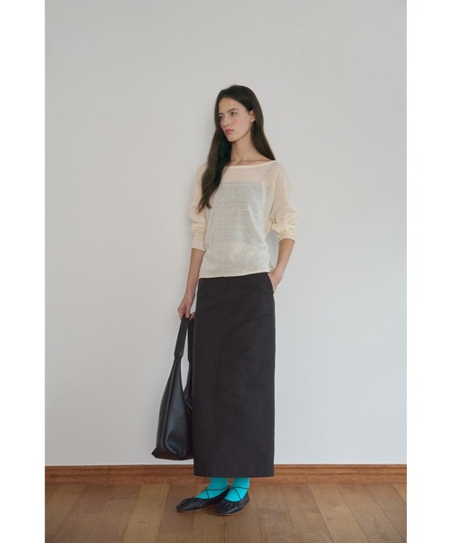Chat de Lama(シャドゥラマ)の「【Chat de Lama】テンセルペンシルスカート(スカート・レディース・アイボリー/ブラック・SMALL/MEDIUM)」の12枚目の写真