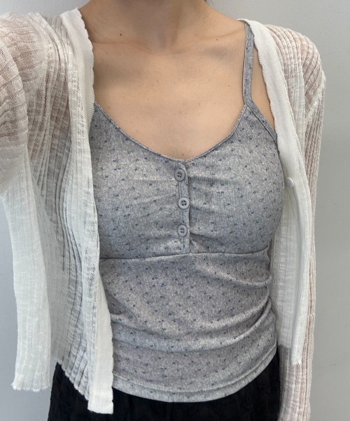 Birthday room（バースデイルーム）の「カップ付き小花柄キャミソール/Small floral print camisole（キャミソール・レディース・グレー/ブラック/アイボリー・FREE）」の7枚目の写真