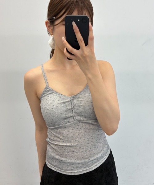 Birthday room（バースデイルーム）の「カップ付き小花柄キャミソール/Small floral print camisole（キャミソール・レディース・グレー/ブラック/アイボリー・FREE）」の12枚目の写真