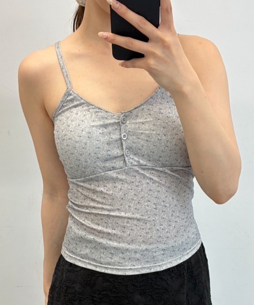 Birthday room（バースデイルーム）の「カップ付き小花柄キャミソール/Small floral print camisole（キャミソール・レディース・グレー/ブラック/アイボリー・FREE）」の13枚目の写真