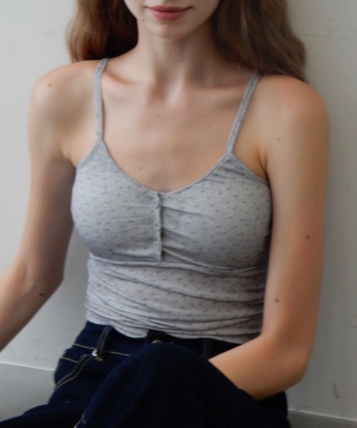 Birthday room（バースデイルーム）の「カップ付き小花柄キャミソール/Small floral print camisole（キャミソール・レディース・グレー/ブラック/アイボリー・FREE）」の20枚目の写真