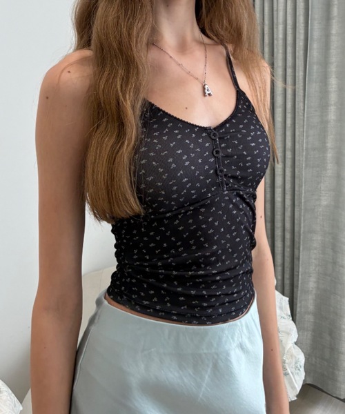 Birthday room（バースデイルーム）の「カップ付き小花柄キャミソール/Small floral print camisole（キャミソール・レディース・グレー/ブラック/アイボリー・FREE）」の19枚目の写真