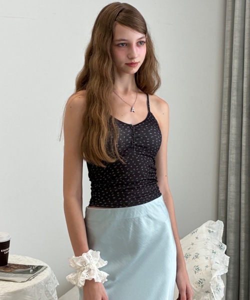 Birthday room（バースデイルーム）の「カップ付き小花柄キャミソール/Small floral print camisole（キャミソール・レディース・グレー/ブラック/アイボリー・FREE）」の18枚目の写真