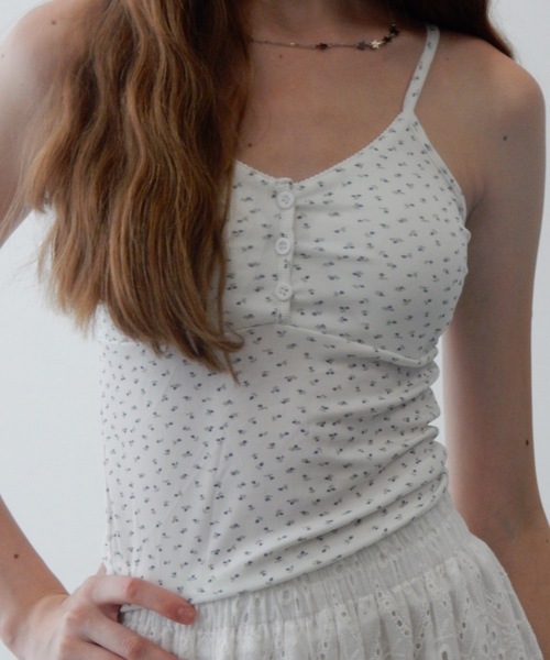 Birthday room（バースデイルーム）の「カップ付き小花柄キャミソール/Small floral print camisole（キャミソール・レディース・グレー/ブラック/アイボリー・FREE）」の16枚目の写真