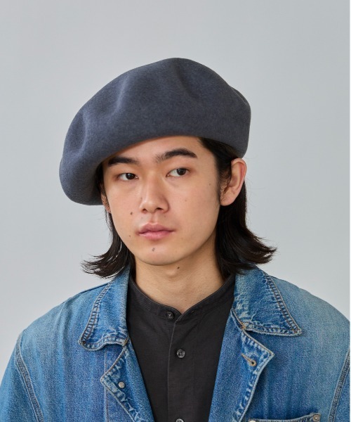 OVERRIDE(オーバーライド)の「OVERRIDE KNIT FELT BIG BERET / オーバーライド(ハンチング/ベレー帽・メンズ・ブラック/ネイビー/ライトブラウン・58cm)」の3枚目の写真