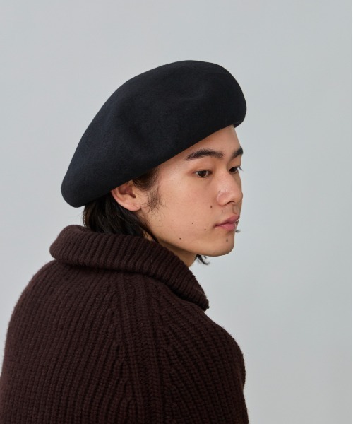 OVERRIDE(オーバーライド)の「OVERRIDE KNIT FELT BIG BERET / オーバーライド(ハンチング/ベレー帽・メンズ・ブラック/ネイビー/ライトブラウン・58cm)」の7枚目の写真