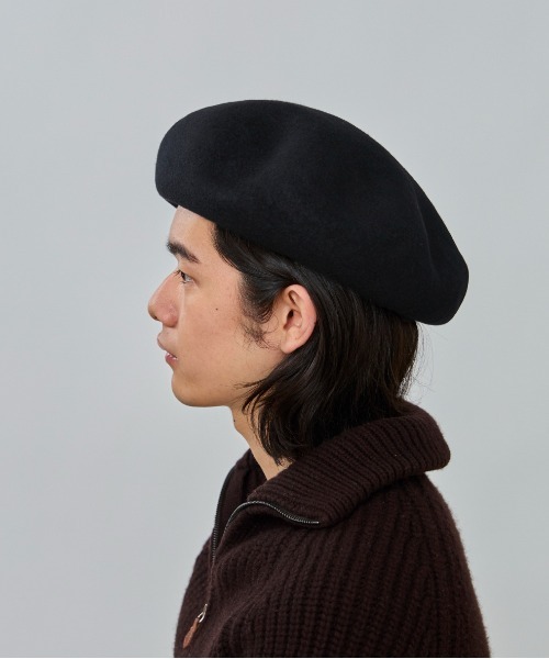 OVERRIDE(オーバーライド)の「OVERRIDE KNIT FELT BIG BERET / オーバーライド(ハンチング/ベレー帽・メンズ・ブラック/ネイビー/ライトブラウン・58cm)」の8枚目の写真