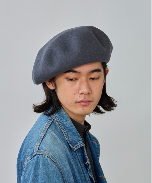 OVERRIDE(オーバーライド)の「OVERRIDE KNIT FELT BIG BERET / オーバーライド(ハンチング/ベレー帽・メンズ・ブラック/ネイビー/ライトブラウン・58cm)」の4枚目の写真