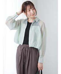 Te chichi TERRASSE（テチチテラス）の「バルーンヘムクロップドシャツ（シャツ/ブラウス）」