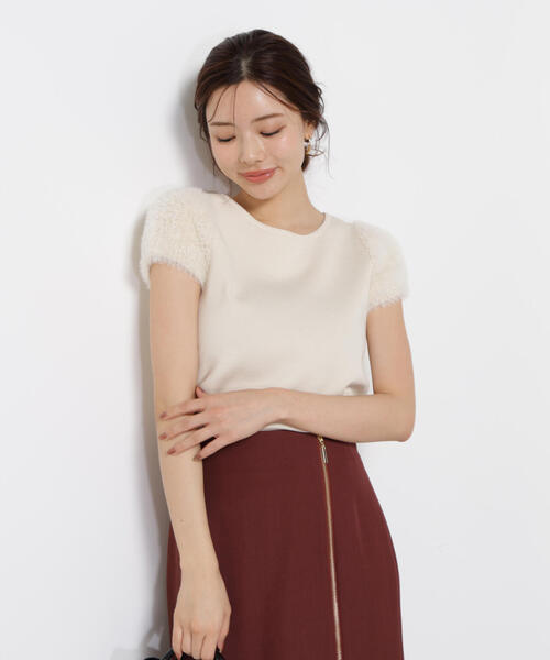 PROPORTION BODY DRESSING(プロポーションボディドレッシング)の「<ハンドウォッシャブル>ドッキングスリーブニット / 1215270800(ニット/セーター・レディース・ブラウン/ホワイト系その他/グレー・FREE)」の2枚目の写真