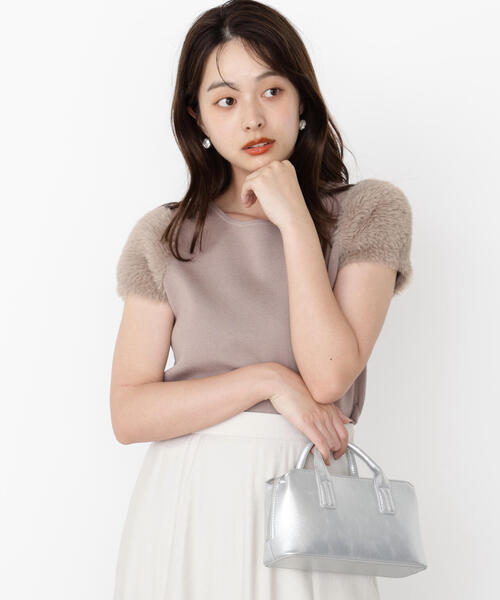 PROPORTION BODY DRESSING(プロポーションボディドレッシング)の「<ハンドウォッシャブル>ドッキングスリーブニット / 1215270800(ニット/セーター・レディース・ブラウン/ホワイト系その他/グレー・FREE)」の1枚目の写真