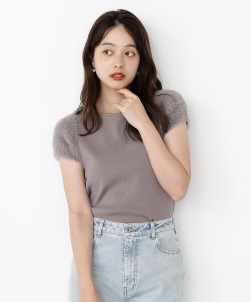PROPORTION BODY DRESSING(プロポーションボディドレッシング)の「<ハンドウォッシャブル>ドッキングスリーブニット / 1215270800(ニット/セーター・レディース・ブラウン/ホワイト系その他/グレー・FREE)」の3枚目の写真