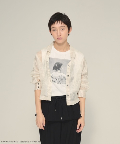 eL(エル)の「【eL】Sheer Stripe Shirts/497242(シャツ/ブラウス・レディース・ブラック/ホワイト・FREE)」の6枚目の写真