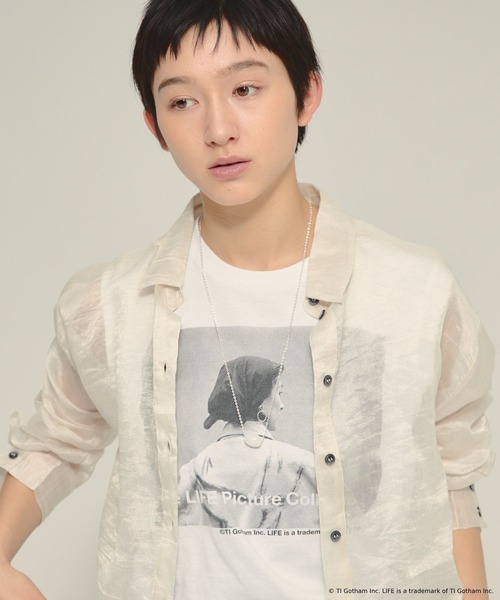 eL(エル)の「【eL】Sheer Stripe Shirts/497242(シャツ/ブラウス・レディース・ブラック/ホワイト・FREE)」の7枚目の写真