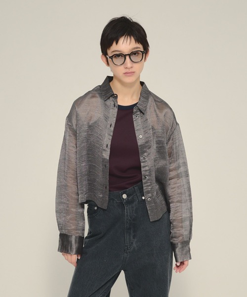 eL(エル)の「【eL】Sheer Stripe Shirts/497242(シャツ/ブラウス・レディース・ブラック/ホワイト・FREE)」の9枚目の写真