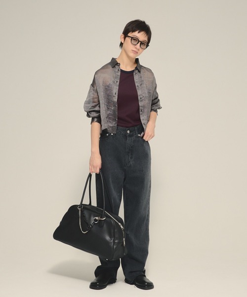 eL(エル)の「【eL】Sheer Stripe Shirts/497242(シャツ/ブラウス・レディース・ブラック/ホワイト・FREE)」の10枚目の写真