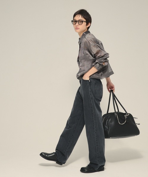 eL(エル)の「【eL】Sheer Stripe Shirts/497242(シャツ/ブラウス・レディース・ブラック/ホワイト・FREE)」の11枚目の写真