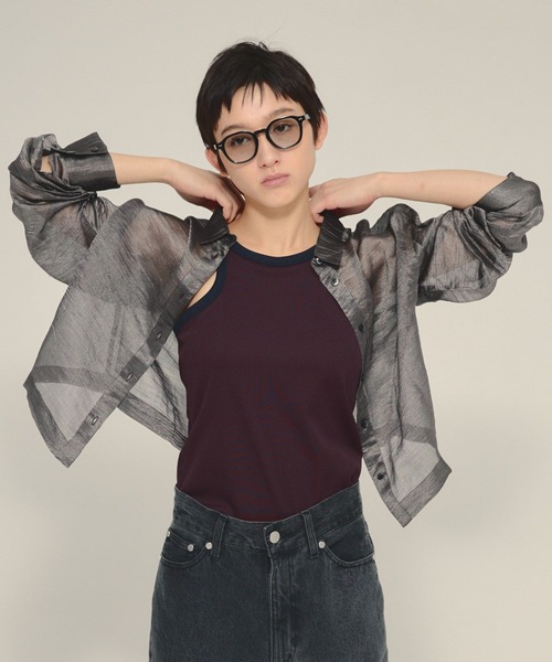 eL(エル)の「【eL】Sheer Stripe Shirts/497242(シャツ/ブラウス・レディース・ブラック/ホワイト・FREE)」の13枚目の写真