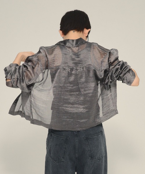 eL(エル)の「【eL】Sheer Stripe Shirts/497242(シャツ/ブラウス・レディース・ブラック/ホワイト・FREE)」の14枚目の写真