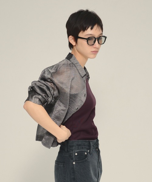 eL(エル)の「【eL】Sheer Stripe Shirts/497242(シャツ/ブラウス・レディース・ブラック/ホワイト・FREE)」の15枚目の写真