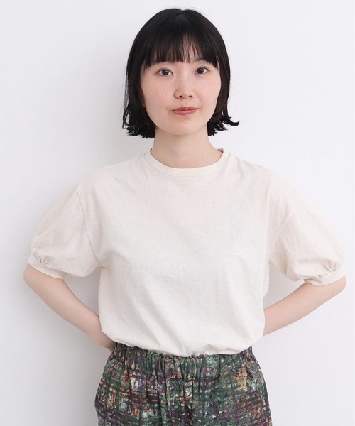 l'atelier du savon(アトリエドサボン)の「カラフルネップ天竺 パフ袖Tシャツ(Tシャツ/カットソー・レディース・イエロー/オフホワイト/ブラック・FREE)」の10枚目の写真