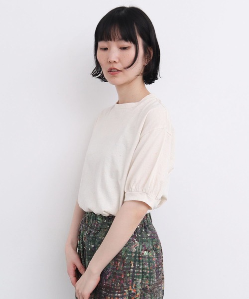 l'atelier du savon(アトリエドサボン)の「カラフルネップ天竺 パフ袖Tシャツ(Tシャツ/カットソー・レディース・イエロー/オフホワイト/ブラック・FREE)」の7枚目の写真