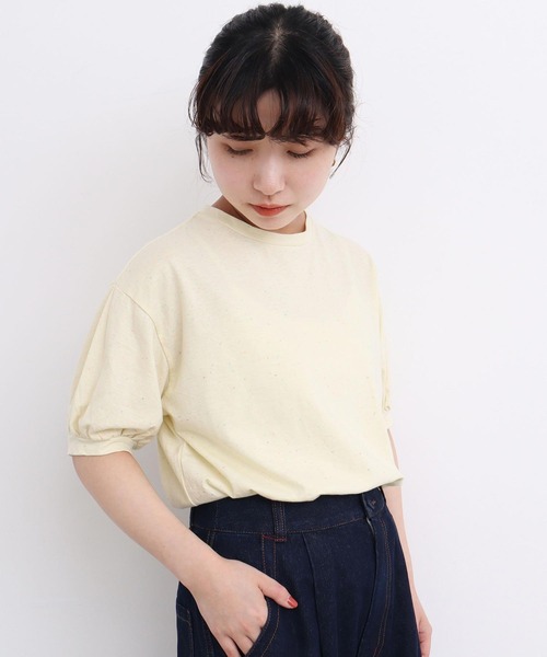 セール】カラフルネップ天竺 パフ袖Tシャツ（Tシャツ/カットソー）｜l