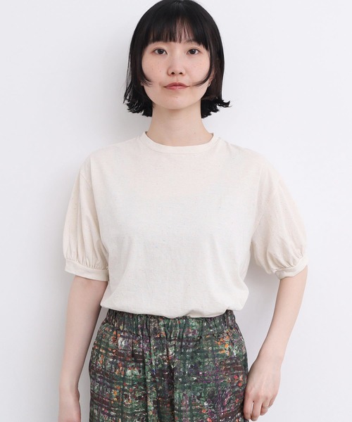 l'atelier du savon(アトリエドサボン)の「カラフルネップ天竺 パフ袖Tシャツ(Tシャツ/カットソー・レディース・イエロー/オフホワイト/ブラック・FREE)」の6枚目の写真