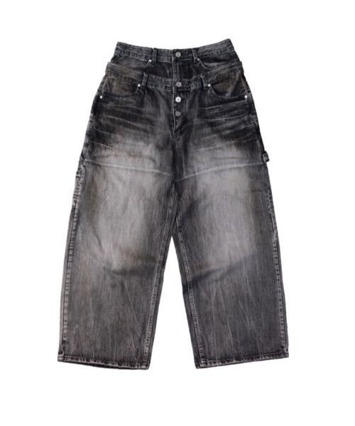I FEEL LUCKY（アイフィールラッキー）の「【IFEELLUCKY】Big x2 Double carpenter pants / 【アイフィールラッキー】ビック×2ダブルカーペンターパンツ（デニムパンツ・メンズ・チャコール/ブラック・S/M）」の9枚目の写真