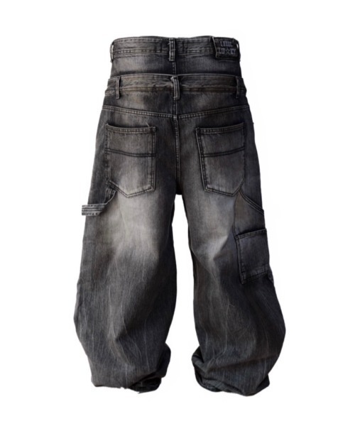 I FEEL LUCKY（アイフィールラッキー）の「【IFEELLUCKY】Big x2 Double carpenter pants / 【アイフィールラッキー】ビック×2ダブルカーペンターパンツ（デニムパンツ・メンズ・チャコール/ブラック・S/M）」の8枚目の写真