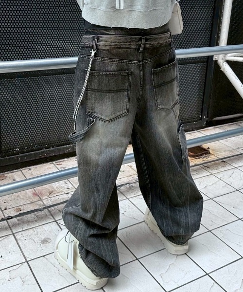 I FEEL LUCKY（アイフィールラッキー）の「【IFEELLUCKY】Big x2 Double carpenter pants / 【アイフィールラッキー】ビック×2ダブルカーペンターパンツ（デニムパンツ・メンズ・チャコール/ブラック・S/M）」の16枚目の写真