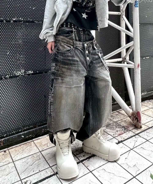 I FEEL LUCKY（アイフィールラッキー）の「【IFEELLUCKY】Big x2 Double carpenter pants / 【アイフィールラッキー】ビック×2ダブルカーペンターパンツ（デニムパンツ・メンズ・チャコール/ブラック・S/M）」の14枚目の写真