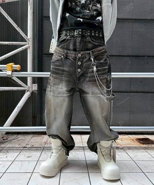 I FEEL LUCKY（アイフィールラッキー）の「【IFEELLUCKY】Big x2 Double carpenter pants / 【アイフィールラッキー】ビック×2ダブルカーペンターパンツ（デニムパンツ・メンズ・チャコール/ブラック・S/M）」の15枚目の写真