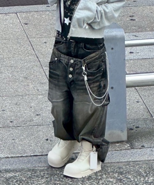 I FEEL LUCKY（アイフィールラッキー）の「【IFEELLUCKY】Big x2 Double carpenter pants / 【アイフィールラッキー】ビック×2ダブルカーペンターパンツ（デニムパンツ・メンズ・チャコール/ブラック・S/M）」の13枚目の写真