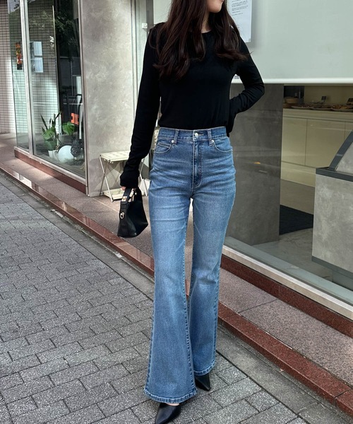 RANAN（ラナン）の「ストレッチフレアデニムパンツ（デニムパンツ・レディース・ブルー/グレー/ブラック・M/L/LL/S）」の8枚目の写真