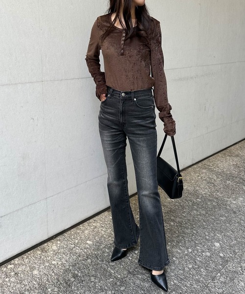 RANAN（ラナン）の「ストレッチフレアデニムパンツ（デニムパンツ・レディース・ブルー/グレー/ブラック・M/L/LL/S）」の21枚目の写真